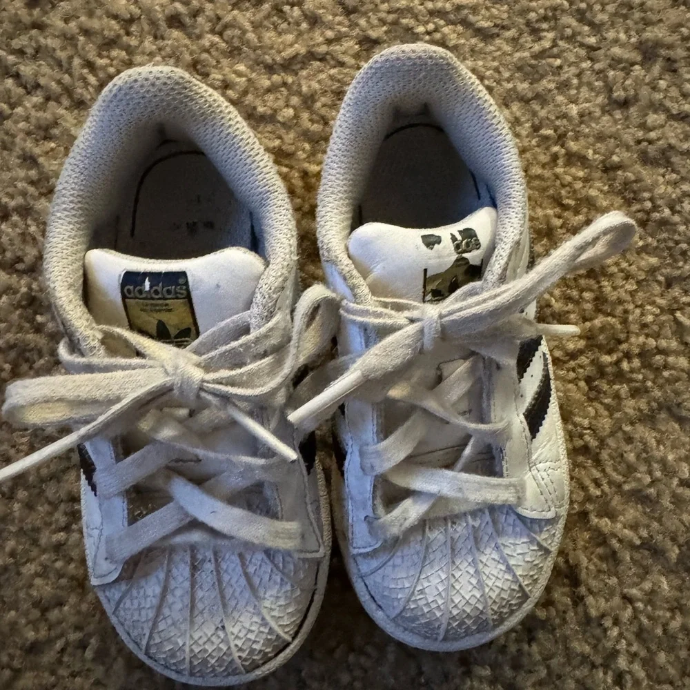Adidas Kids White and Black Superstar Sneakers - Picture 2 of 5